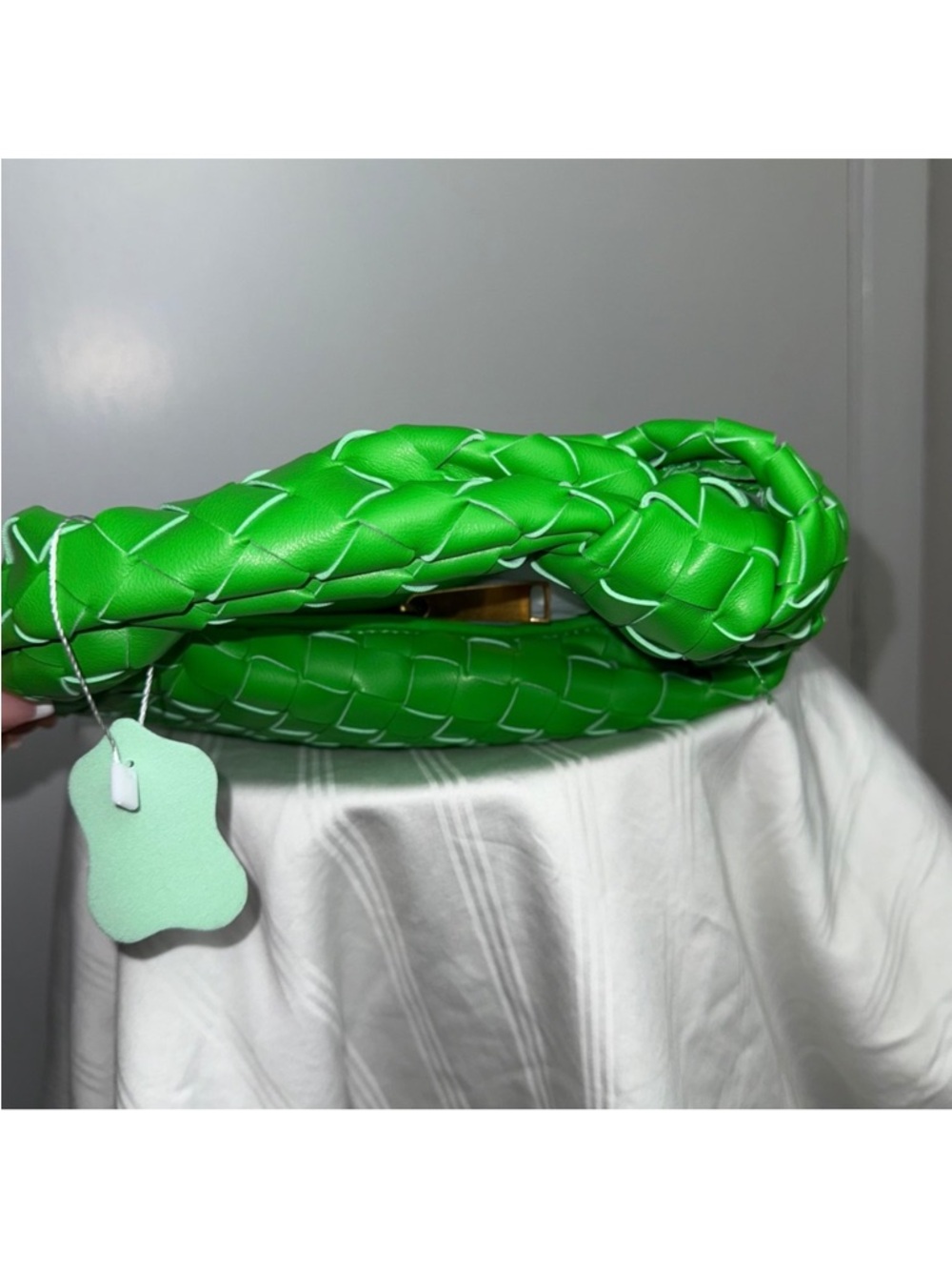 Commense Woven Top Handle Bag Knotted Design Trendy Fashion Handbag Green - Picture 6 of 8